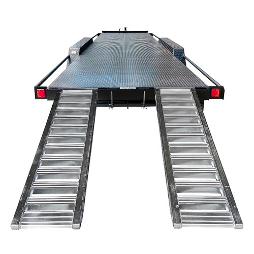 2 Tonne 2.4 Metre X 400mm Aluminium Loading Ramps Heavy Duty Rubber Track Use