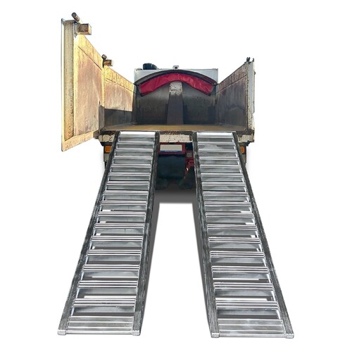 2 Tonne 3.5 Metre X 500mm Aluminium Loading Ramps Heavy Duty Rubber Track Use